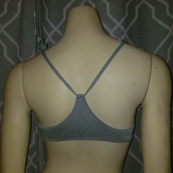 No Boundaries Junior's Bikini Swim Top size Small green and silver - Picture 4 of 9
